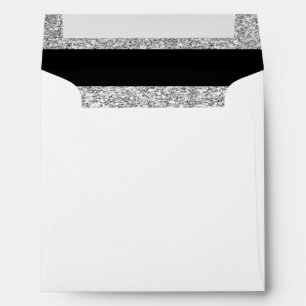 Glamour Black Stripes with Silver Glitter Printed Envelope