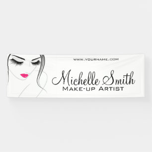 Glamour Black White Pink Lashes Makeup and Beauty  Banner