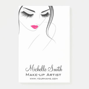 Glamour Black White Pink Lashes Makeup and Beauty  Post-it Notes
