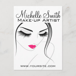 Glamour Black White Pink Lashes Makeup and Beauty  Postcard