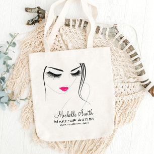 Glamour Black White Pink Lashes Makeup and Beauty  Tote Bag