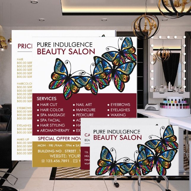 Glamour Butterflies, Beautician, Beauty Salon Business Card (Creator Uploaded)