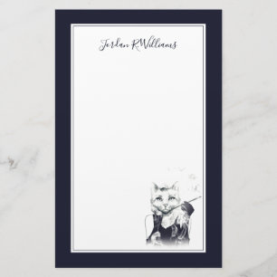 Glamour Cat Add Your Name Stationery