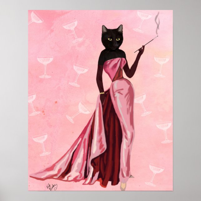 Glamour Cat in Pink Poster (Front)