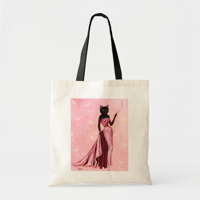 Glamour Cat in Pink Tote Bag (Front)