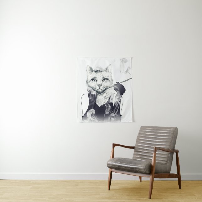 Glamour Cat Tapestry (In Situ)