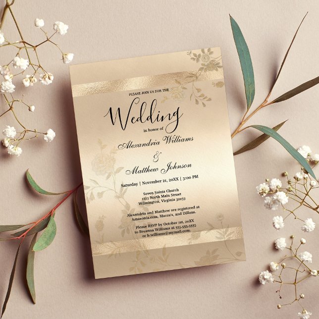 Glamour Champagne Gold Luxury Floral Wedding Invitation (Glamour Champagne Gold Luxury Floral Wedding )