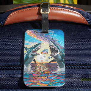 Glamour Chomp-Shark Breaching for Shiny Gems- Luggage Tag