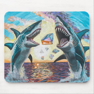 Glamour Chomp-Shark Breaching for Shiny Gems- Mouse Pad