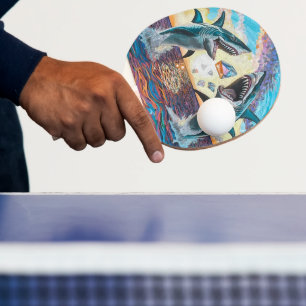 Glamour Chomp-Shark Breaching for Shiny Gems- Ping Pong Paddle