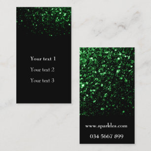 Glamour Dark Green glitter sparkles black Business Card