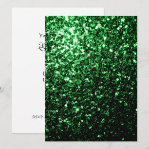 Glamour Dark Green glitter sparkles Personalise  Invitation