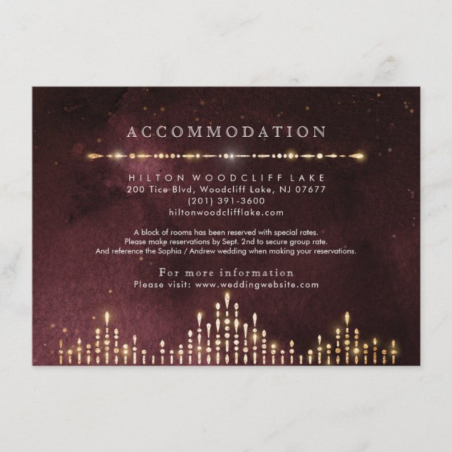 Glamour Deco Burgundy Vintage accommodation Enclosure Card (Front)