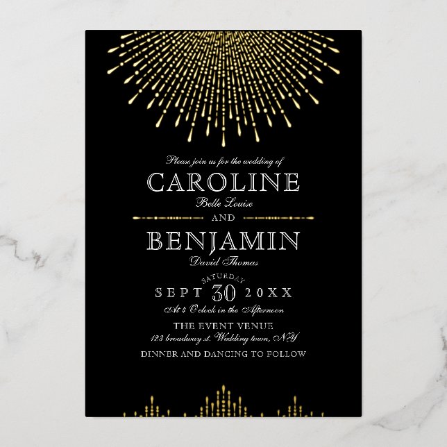 Glamour Deco Gold Black Vintage wedding (Front)