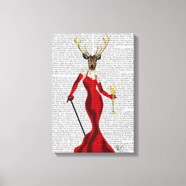 Glamour Deer In Red 4 Canvas Print (Front)