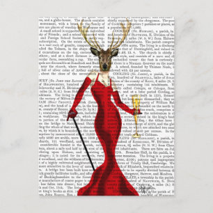 Glamour Deer In Red Postcard