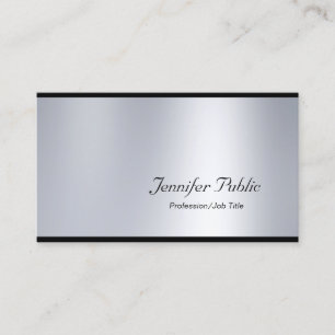 Glamour Elegant Script Silver Modern Plain Luxury Business Card