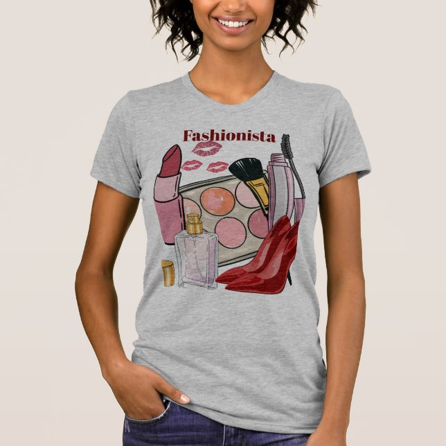 Glamour Fashion, Makeup Essentials T-shirt for her (Front)