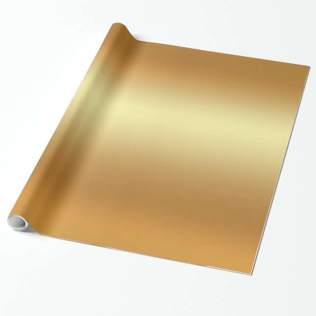 Glamour Faux Gold Elegant Modern Golden Glossy Wrapping Paper (Unrolled)