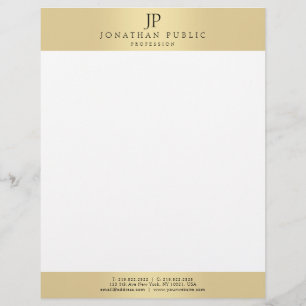 Glamour Faux Gold Elegant Monogram Template Custom Letterhead