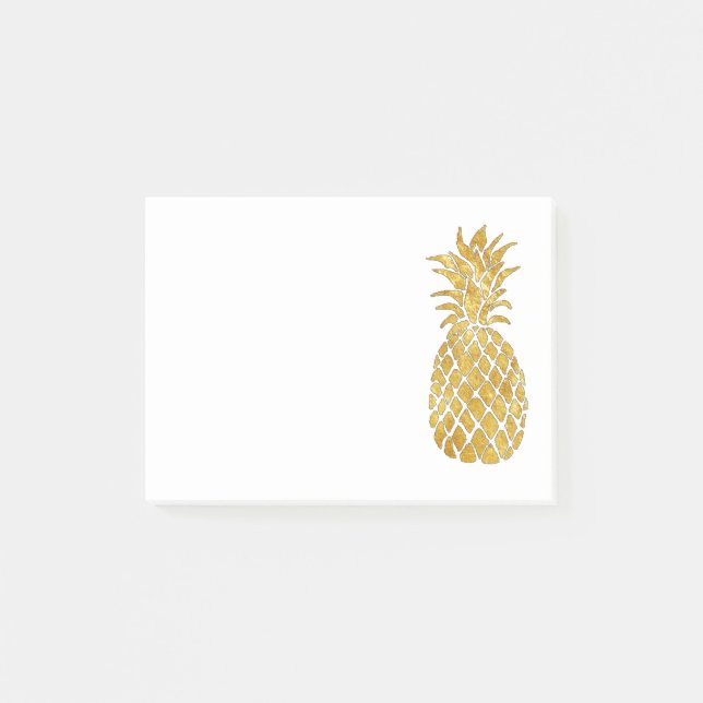 glamour faux gold foil pineapple post-it notes (Front)