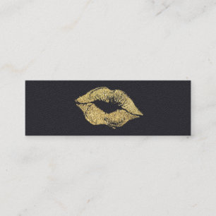 Glamour Faux Gold Glitter Kiss Leather Mini Business Card
