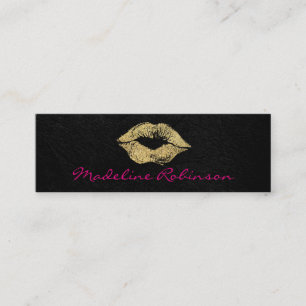 Glamour Faux Gold Glitter Kiss Mini Business Card