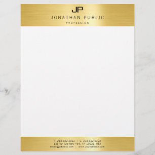 Glamour Faux Gold Initial Professional Modern Custom Letterhead