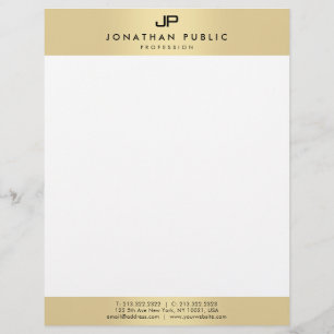 Glamour Faux Gold Modern Elegant Monogram Template Custom Letterhead