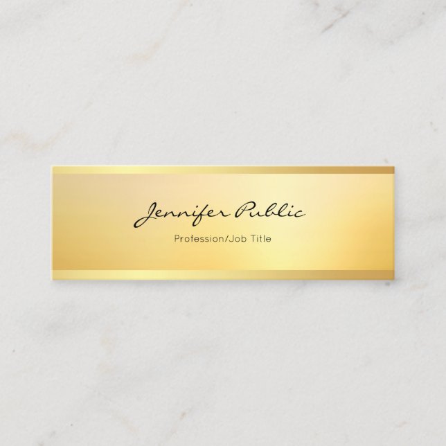Glamour Faux Gold Modern Minimalist Elegant Mini Business Card (Front)