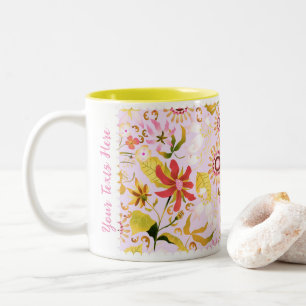 Glamour Floral Pink Two-Tone Coffee Mug