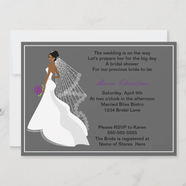 Glamour Girl Bridal Shower Invitation 1(c3a) (Front)