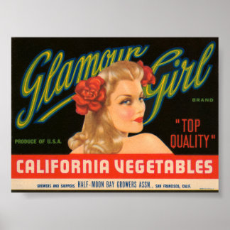 Glamour Girl California Vegetables Vintage Crate L Poster