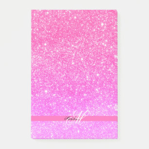 Glamour Girl Hot Pink Glitter Personalised Name Post-it Notes