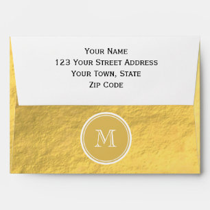 Glamour Gold Foil Background Monogram Envelopes