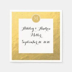 Glamour Gold Foil Background Monogram Napkin