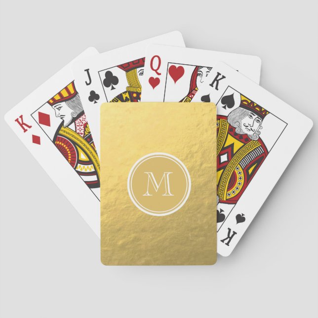 Glamour Gold Foil Background Monogram Playing Cards (Back)
