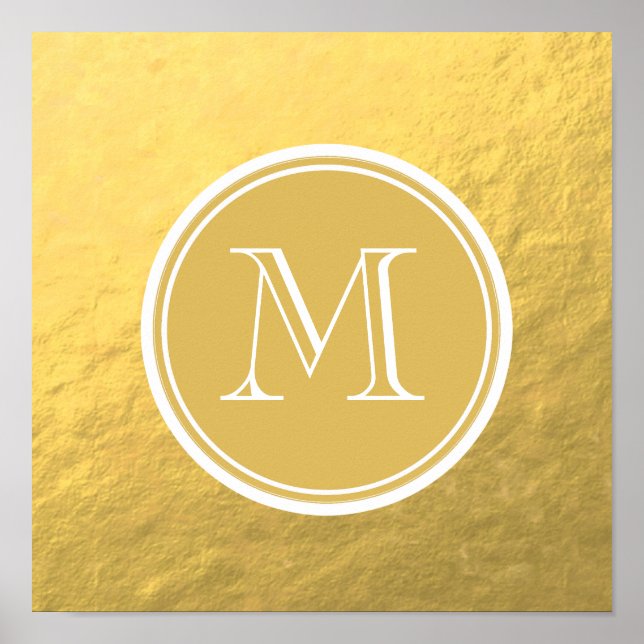 Glamour Gold Foil Background Monogram Poster (Front)
