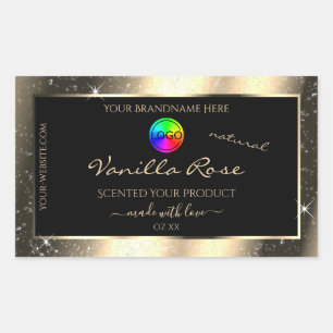 Glamour Gold Glitter Frame Product Label with Logo