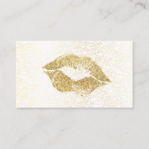Glamour Gold Glitter Kiss   Gold Texture Business Card