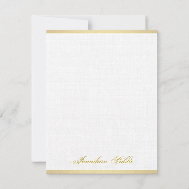 Glamour Gold Hand Script Simple Template Linen (Front)