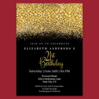 Glamour Gold Jewelled Glitter 21st Birthday