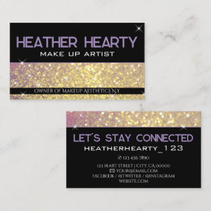 Glamour Gold Lilac Lavender Sparkling Glitter Business Card