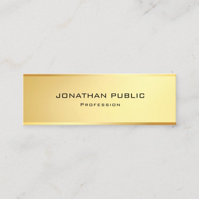 Glamour Gold Modern Trendy Simple Template Mini Business Card (Front)
