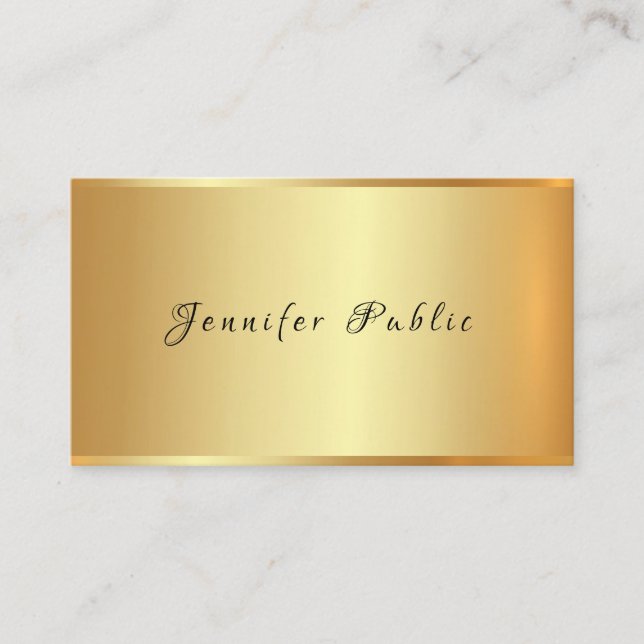 Glamour Gold Plain Professional Hand Script Modern Business Card (Front)