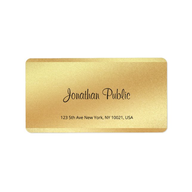 Glamour Gold Simple Modern Elegant Hand Script Label (Front)