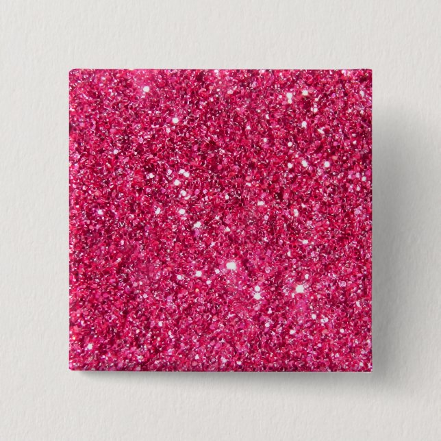 Glamour Hot Pink Glitter 15 Cm Square Badge (Front)