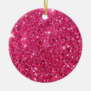 Glamour Hot Pink Glitter Ceramic Tree Decoration