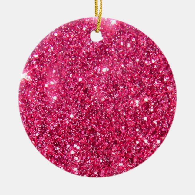 Glamour Hot Pink Glitter Ceramic Tree Decoration (Front)