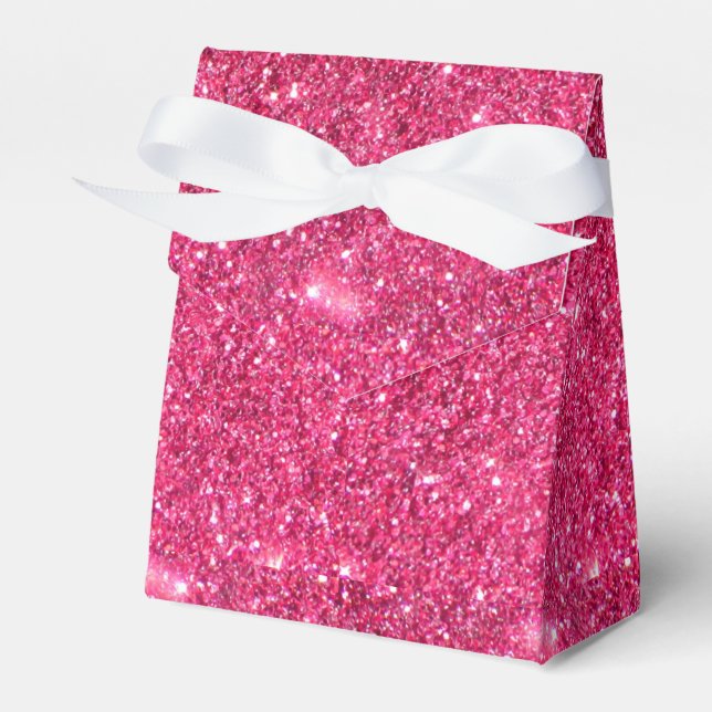 Glamour Hot Pink Glitter Favour Box (Front Side)